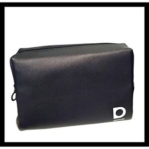 Dermstore Makeup Dopp Toiletry Bag Black Vegan Leather Makeup Travel Zipper